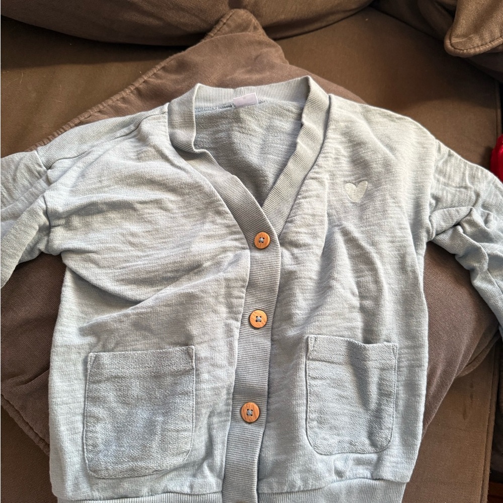 Toddler Light Blue Cardigan with Wooden Buttons